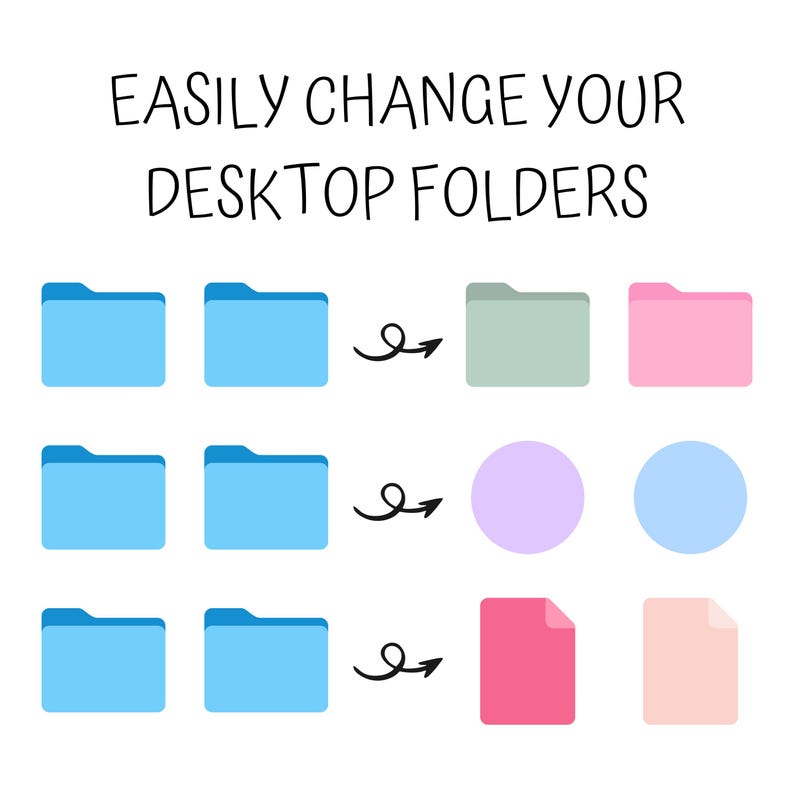 Kawaii Desktop Folder Icons for Macbook, Desktop Icons, Mac Icons ...
