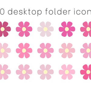Pink Floral Desktop Folder Icons, Aesthetic Organizing Icons, Macbook Organizer, Pink Theme, Cute Flower Folder Icons, Customize Homescreen