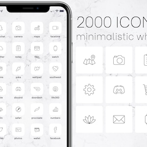 2000+ minimalistic white & black ios 14 / 15 app icons, social media set, aesthetic, for iphone and ipad, icon covers, customize homescreen