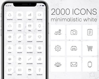 2000+ minimalistic white & black ios 14 / 15 app icons, social media set, aesthetic, for iphone and ipad, icon covers, customize homescreen