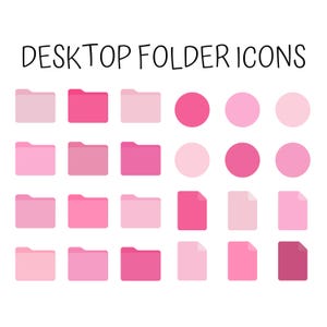 May include: A set of 18 pink folder icons in various shades of pink. The icons are arranged in a grid pattern and include both folder and file icons.