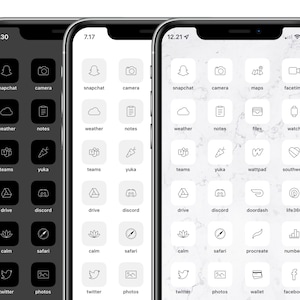 6000+ minimalistic white, light gray & charcoal black ios 14 / 15 app icons, social media set, aesthetic, for iphone and ipad, icon covers
