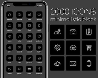 Buy 2000+ Minimalistic Charcoal Black and White Ios 14 15 App