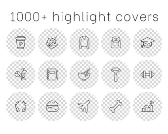 Instagram Highlight Covers Transparent Black IG Story Icons Social Media Icon Set Minimalist Aesthetic Instagram Highlights Editable Canva