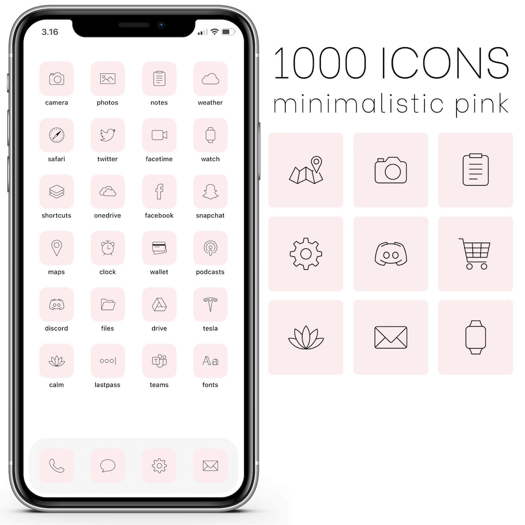 1000+ Minimalistic Pink Black Ios App Icon Pack Minimal Blush  Aesthetic Ios 15 iPhone Widgets Icon Covers Aesthethicdesign 