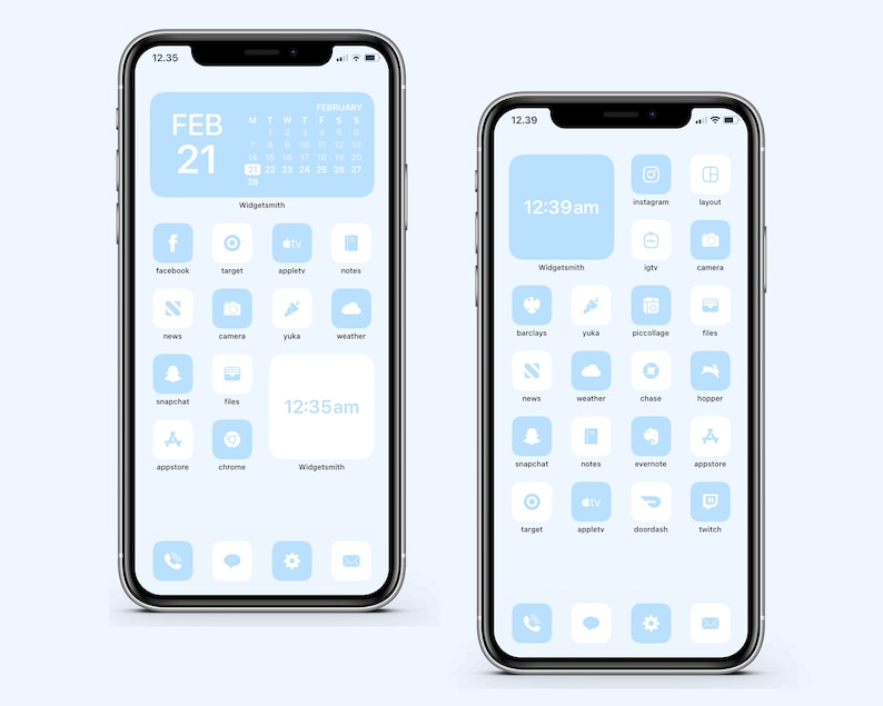 4000 Pastel Blue IOS 14 / 15 App Icons Pack Blue & White Etsy