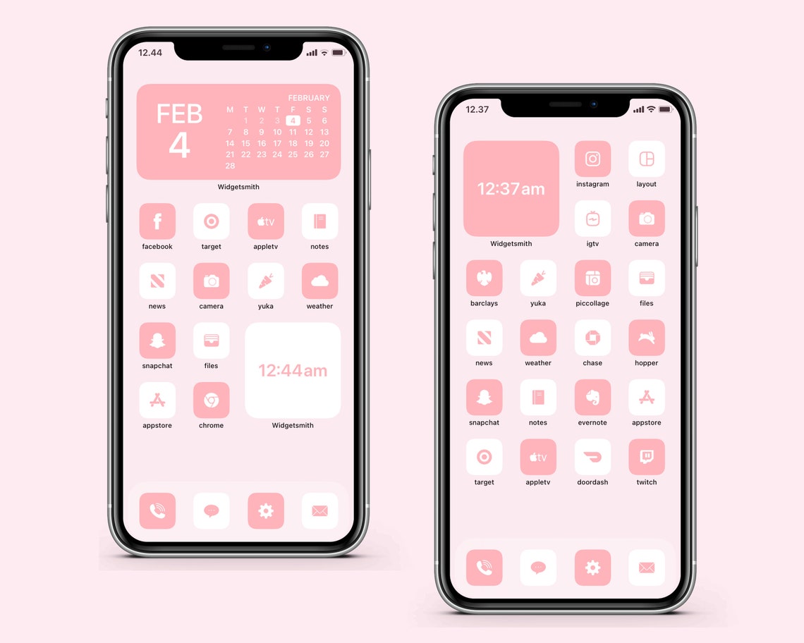 Pink Ios 4000+ Pastel Pink IOS 14 / 15 App Icons Pack, Blush Pink & White ...