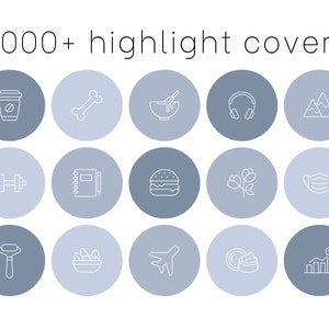 Instagram Highlight Covers Blue IG Story Icons Blue Icon Set Minimalist Aesthetic Instagram Highlights Pastel Icons Blue Social Media Kit
