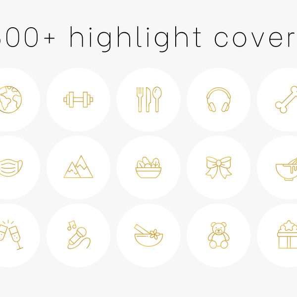 600+ instagram story highlight covers, icon pack, gold, lifestyle, business, minimalist highlights, social media kit, icons for ig stories