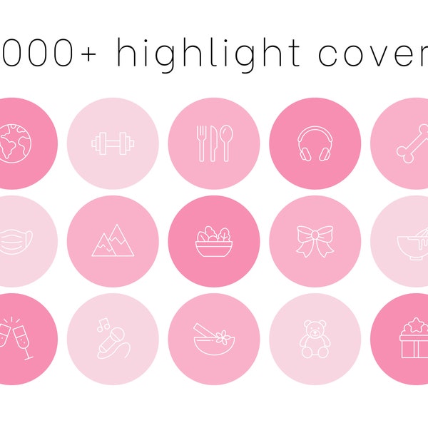 2000+ instagram story highlight covers, icon pack, pink, lifestyle, business, minimalist highlights, social media kit, icons for ig stories