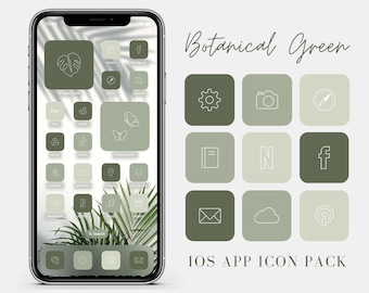 iOS 16 Botanical Green Aesthetic App Icons, Neutral Green Boho iPhone Covers, Minimal App Covers, Green Icon Set, Widgets, AesthethicDesign