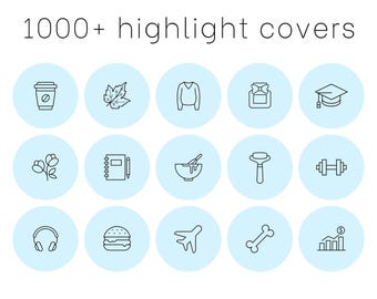 Instagram Highlight Covers Blue & Black IG Story Icons Black Icon Set Minimalist Aesthetic Instagram Highlights Pastel Blue Social Media Kit