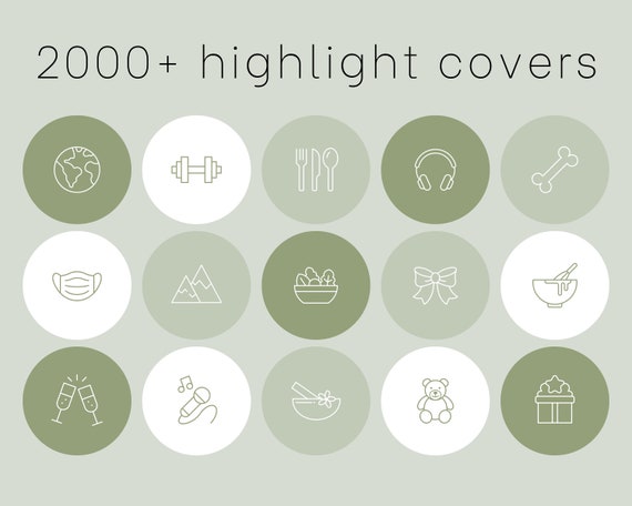 2000 Instagram Story Highlight Covers Icon Pack Sage Green | Etsy Canada