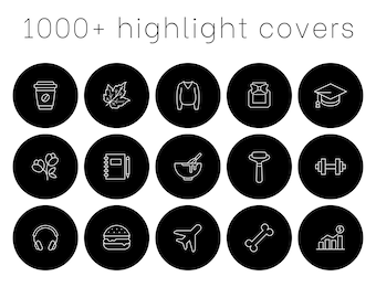 1000+ instagram story highlight covers, icon pack, black and white, lifestyle, minimalist highlights, social media kit, icons for ig stories