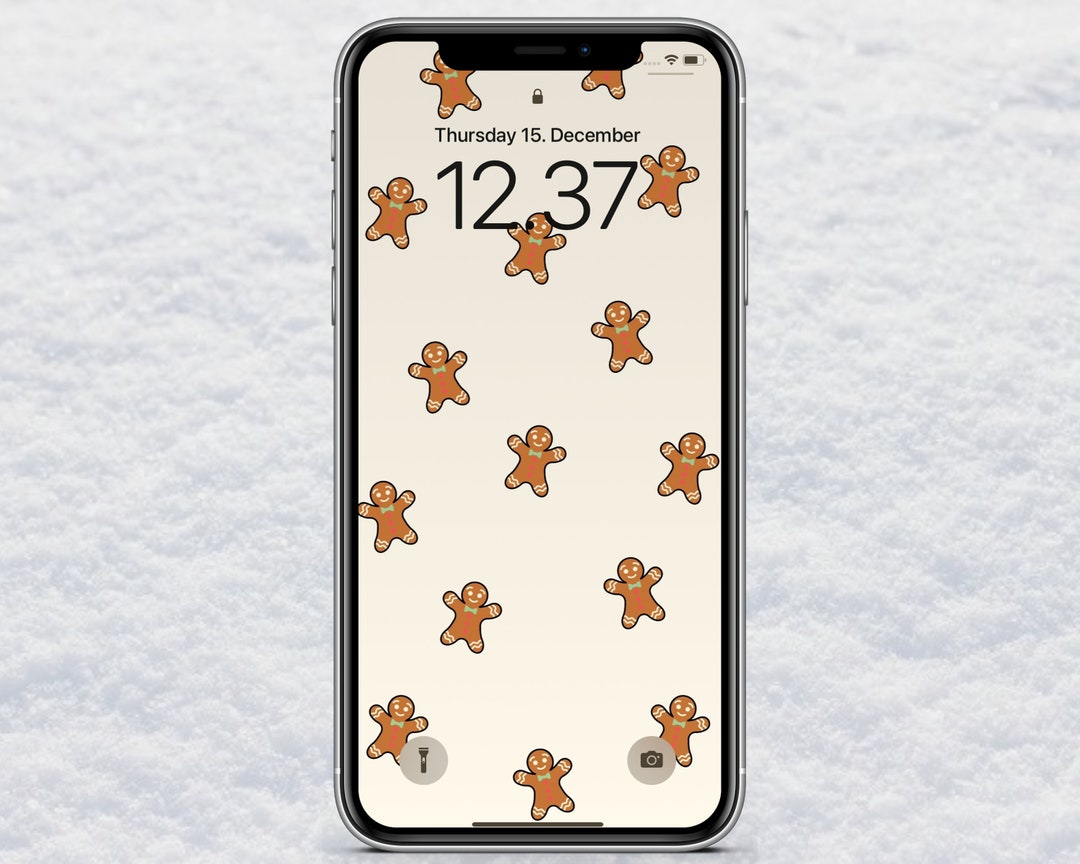 Christmas Wallpaper, Holiday iPhone Wallpaper, Gingerbread, Ios Phone