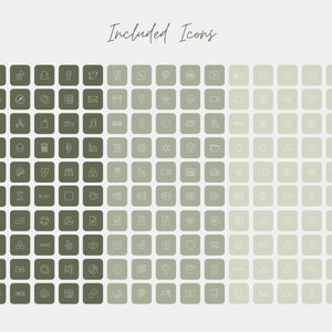 May include: A grid of 100 green and gray squares with white outline icons representing various social media platforms, apps, and websites. The text "Included Icons" is at the top of the grid.