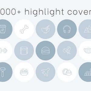 Instagram Highlight Covers Blue IG Story Icons Light Blue Icon Set Minimalist Aesthetic Instagram Highlights Blue & White Social Media Kit