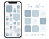 iOS 16 Ice Blue Aesthetic App Icons, Winter Boho iPhone Covers, Minimal App Covers, Cold Snow Blue White Icon Set, Widgets, AesthethicDesign