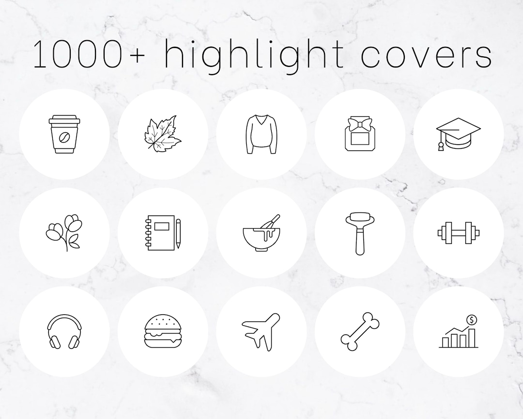 1000 instagram story highlight covers icon pack black and - Etsy France