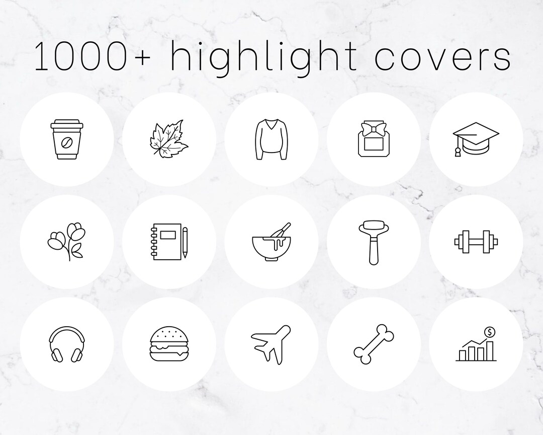 1000 instagram story highlight covers icon pack black and - Etsy France