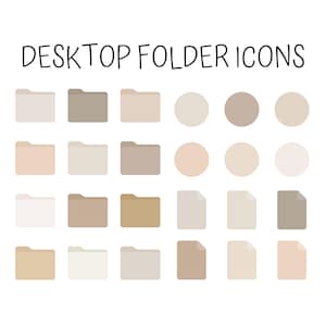 Neutral Desktop Folder Icons For Macbook, Computer Desktop Icons, Mac Icons, Icon Customization Set, Aesthetic Trending MacOS Accessories