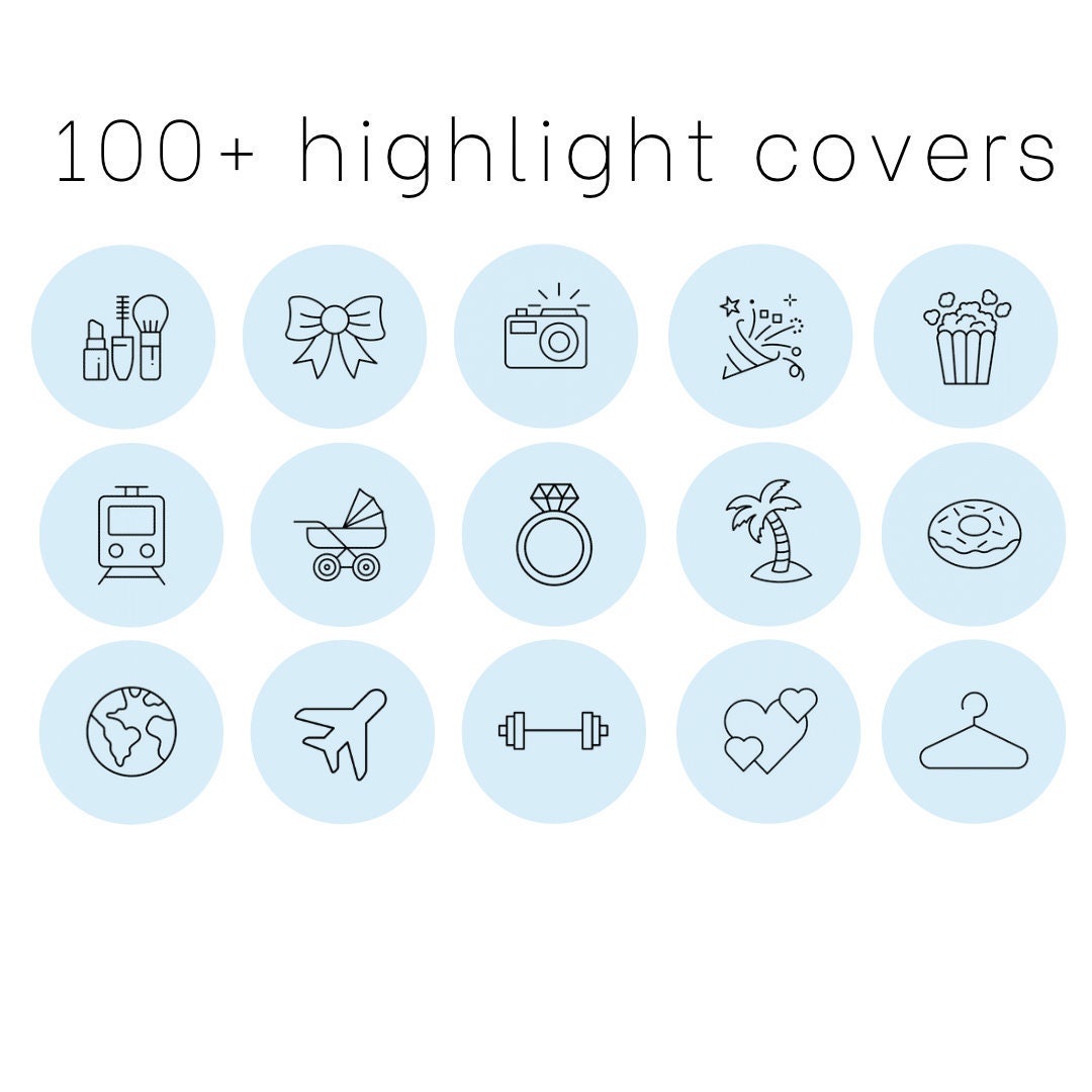 100 blue & black instagram story highlight icon covers | Etsy