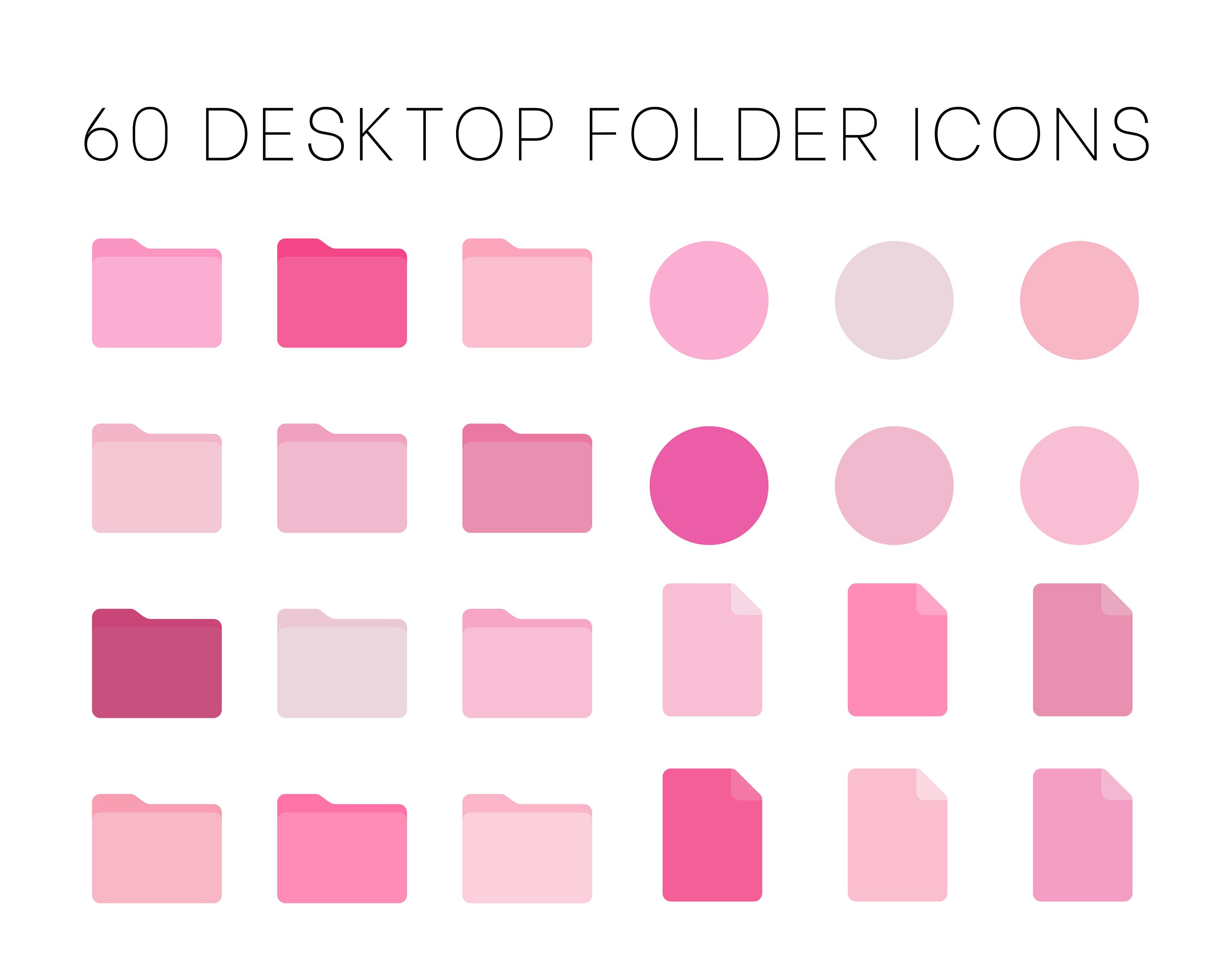 Pink Desktop Folder Icons for MacBook and Windows Personalized