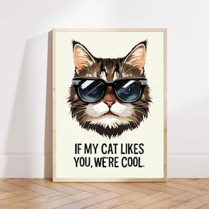 Fun Cat Poster, Cute Cat Poster, Cute Kitten Illustration, Printable Wall Art, Cat Wall Art, Cat Lover Gift, Funny Cat Poster, Digital Art