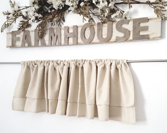 Farmhouse Valance, Kitchen Valance, Country Valance, Rustic Style Valance, Natural Valance