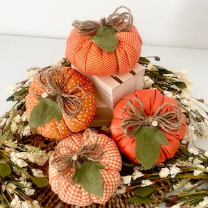 Farmhouse Fabric Pumpkins: Rustic Autumn Decor, Set of 4