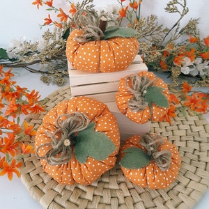 Farmhouse Fabric Pumpkin, Stuffed Fabric Pumpkin, Fall Autumn Pumpkins, Mini Pillow Pumpkin, Rustic Pumpkins