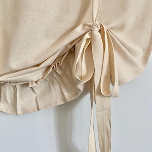 Osnaburg Ruffle Tie-Up Curtain, Cottage Farmhouse Style, Window Treatment, USA Made, Cottage Panel