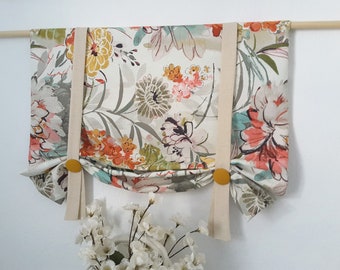 Farmhouse Floral Valance, Rustic Valance, Country Valance, Tie Up Valance, Farmhouse Floral Valance