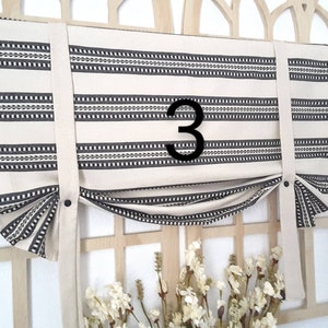 Rustic Black and ivory Farmhouse and Natural Tie Up Valance, Nursery Room Valance, Kitchen Valance, Rustic Valance, Farmhouse Valance 3