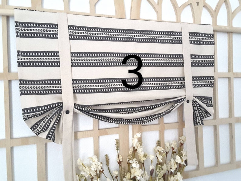 Rustic Black and ivory Farmhouse and Natural Tie Up Valance, Nursery Room Valance, Kitchen Valance, Rustic Valance, Farmhouse Valance 3