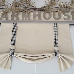 Natural Tie Up Valance, Farmhouse Valance, Kitchen Valance, Nursery Decor, Country Valance, Rustic Valance