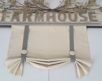 Tie Up Valance: Natural Osnaburg Cotton, Farmhouse Style