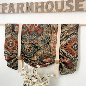 Farmhouse Bohemian Tie-Up Valance: Vintage Style Cotton