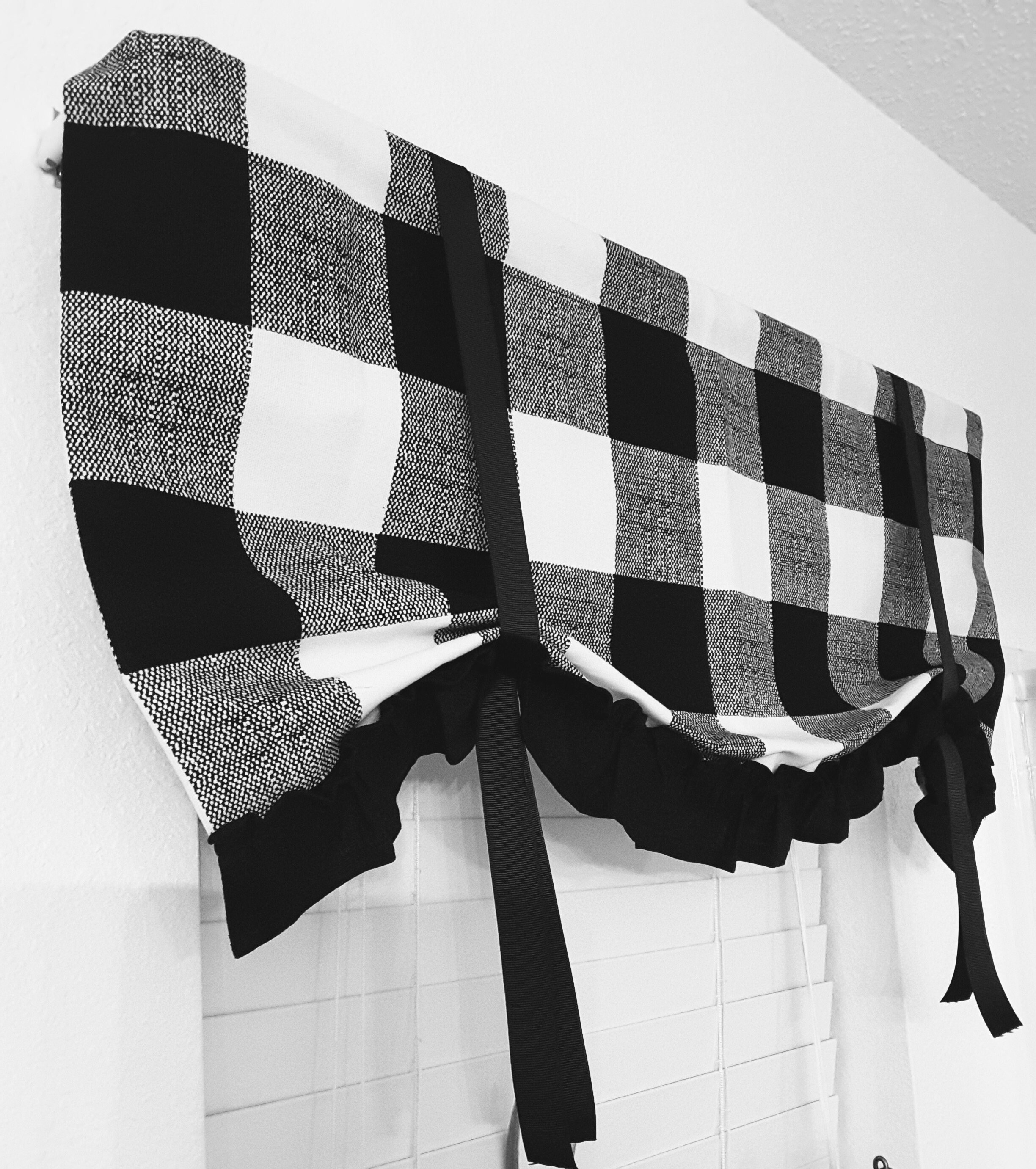 Black and White Buffalo Check Tie up Valance Farmhouse Look Etsy