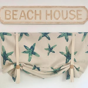 Starfish Beach House Valance: Natural Cotton Coastal Curtain