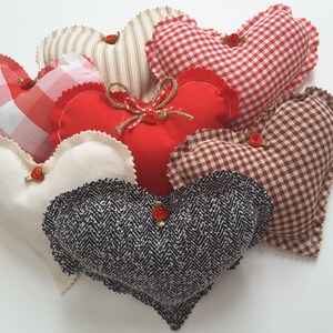 Farmhouse  Fabric Hearts, Rustic Heart Collection, Farmhouse Valentine Hearts, Fabric Hearts, Stuffed Hearts