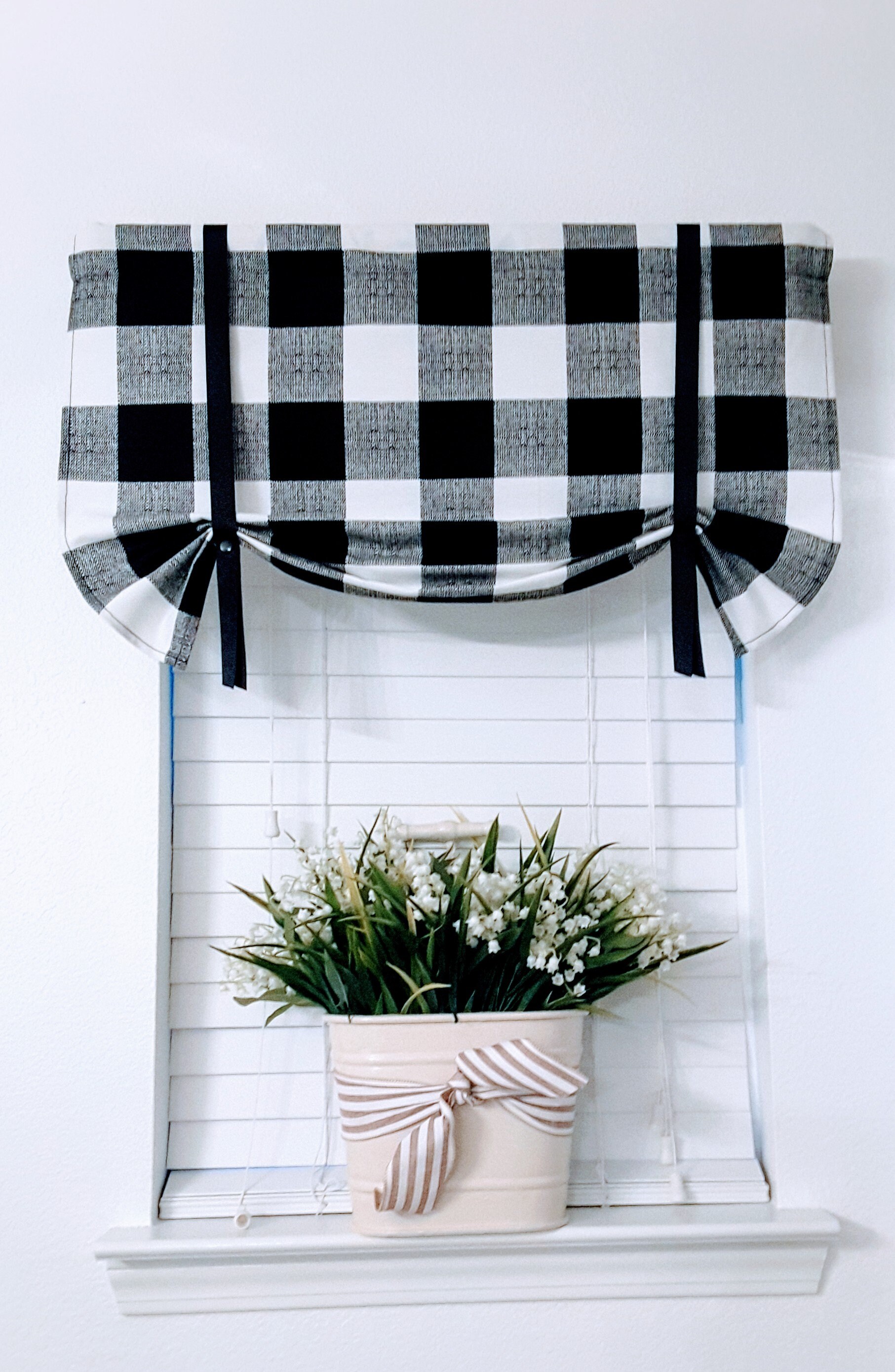 Black Buffalo Check Tie up Valance Farmhouse Valance Tie up Etsy