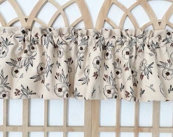 Rustic Floral Ruffle Valance: Country Farmhouse Decor