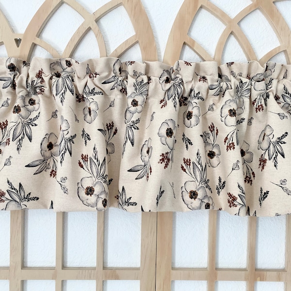 Rustic Floral Ruffle Valance: Country Farmhouse Decor