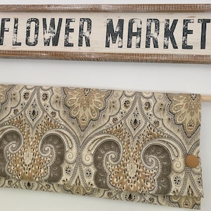 Bottom Pleated lined Echo Latika Limestone Valance, Faux Roman Shade Valance, Flat Valance, Floral Valance, Farmhouse Valance