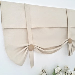 Natural Tie Up Valance, Farmhouse Valance, Kitchen Valance, Nursery Decor, Country Valance, Rustic Valance