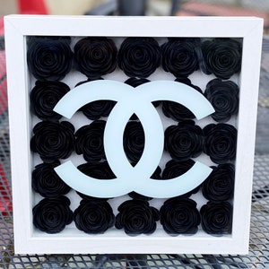 Designer Inspired Chanel Paper Roses Flower Box 9x9 Wall | Etsy