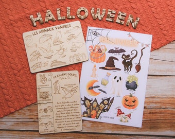 Mini Kit d'apprentissage thème HALLOWEEN, pour découvrir les chauves-souris et les animaux vampires