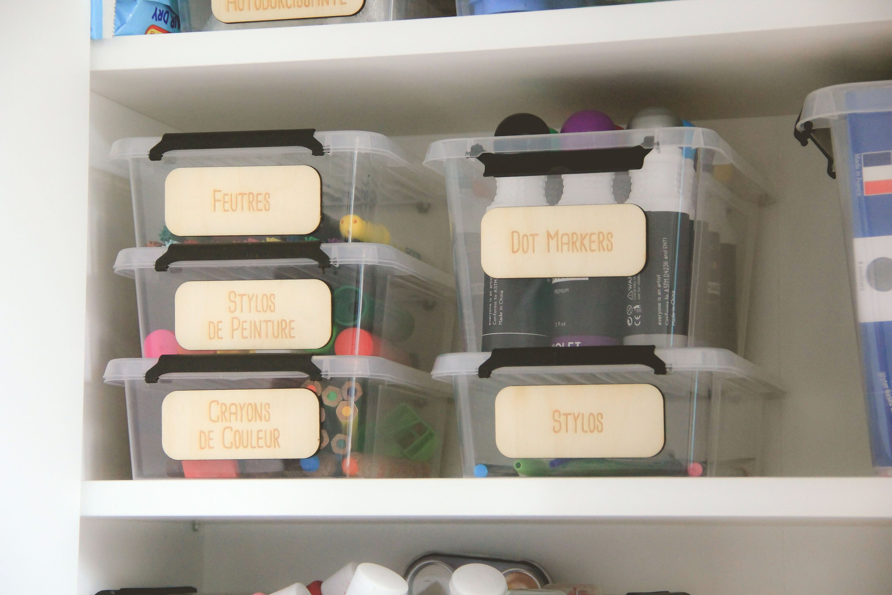 Lot d'étiquettes en Bois Pour Organiser Le Matériel Créatif Les Enfants