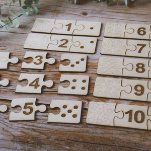 Educational wooden puzzle for children to learn double numbers